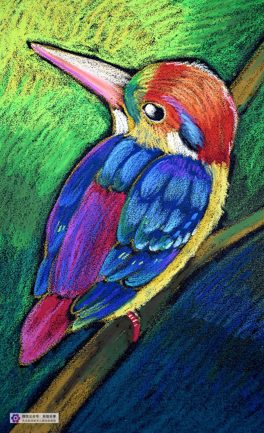 添加一些点缀让背景更加丰富起来砂纸的磨面很粗糙而油画棒质地柔软