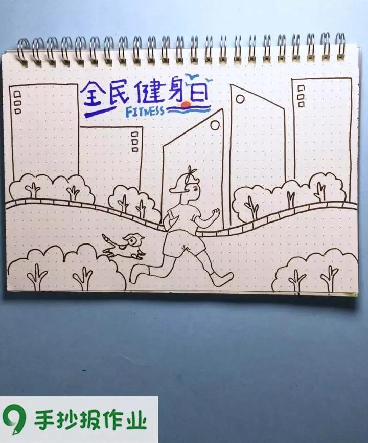 运动主题手抄报,全民健身日,我运动,我快乐!