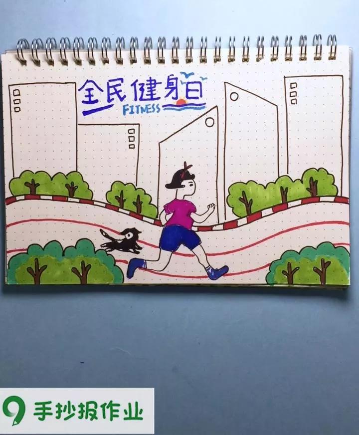 运动主题手抄报,全民健身日,我运动,我快乐!