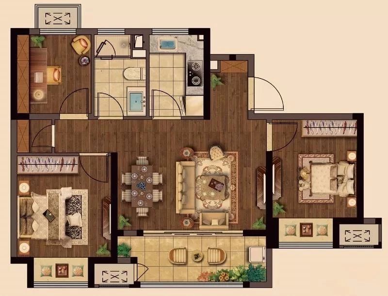 三室两厅一卫户型图片(最小仅83平) - 赤虎壹号