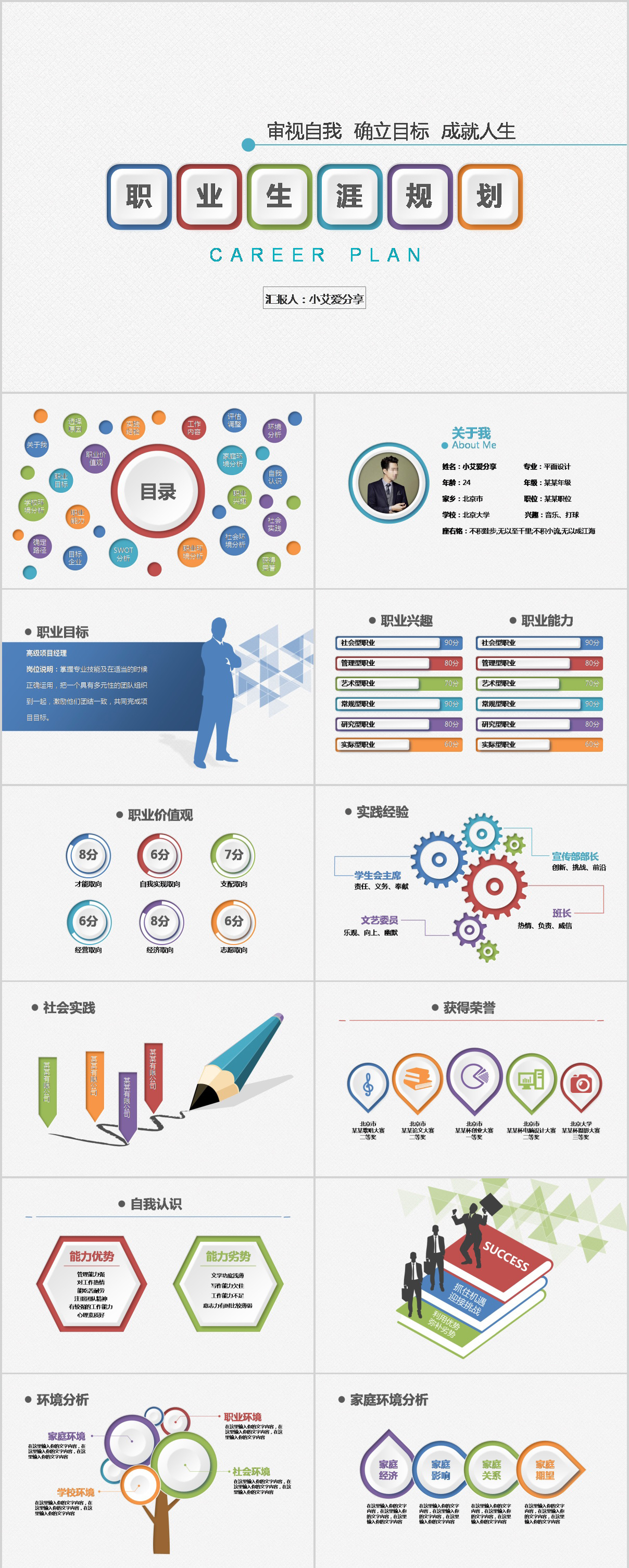 「PPT053」不得不收藏的职业规划PPT模板，随时备用