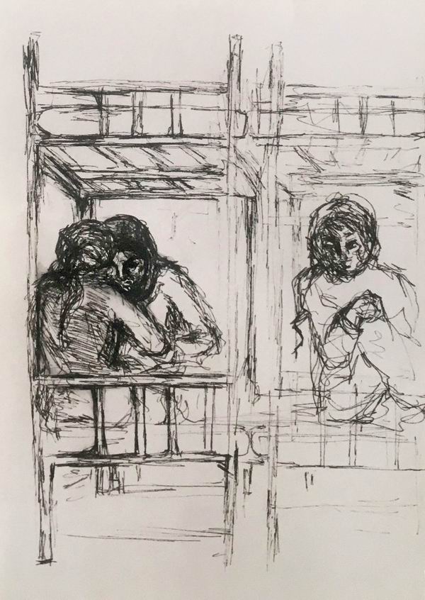 叙利亚的女囚画家用炭笔讲述了战争和4号女囚室的故事。