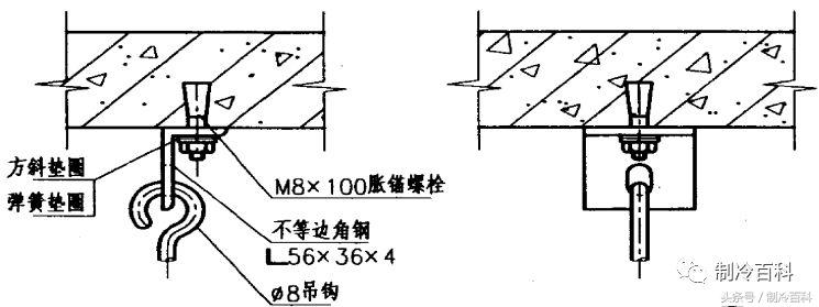 风机盘管的安装与接点示意图