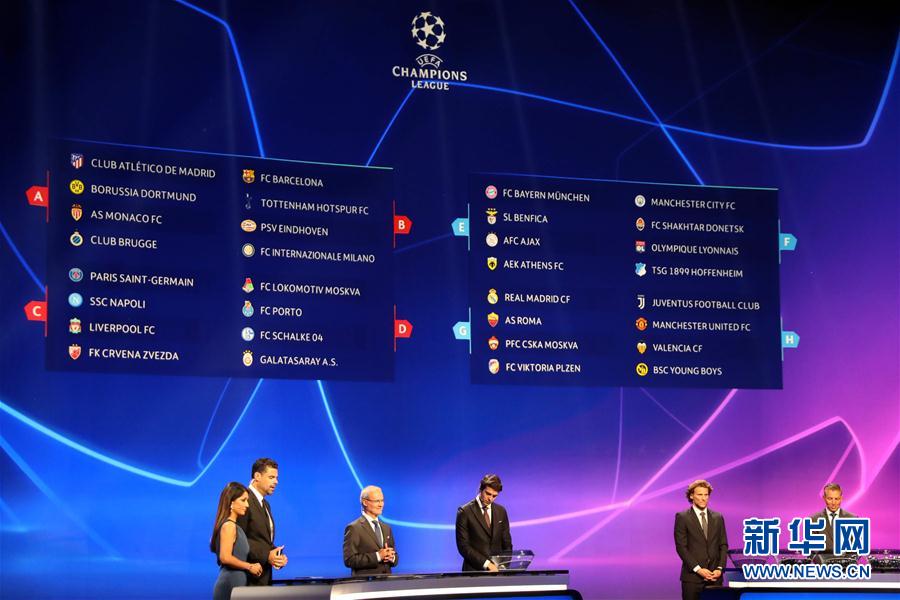 2018-2019赛季欧冠联赛小组赛抽签结果揭晓