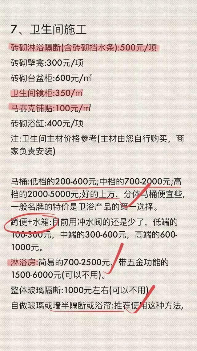 包工头小舅自用装修报价表，0水分！最真实！怪不得都说装修最赚钱！