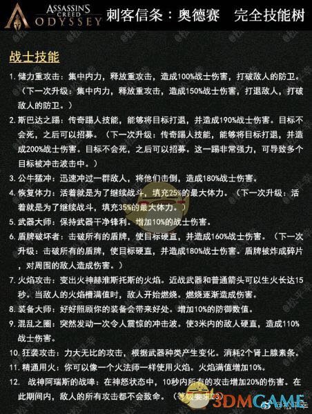 《刺客信条：奥德赛》技能树一览与分析