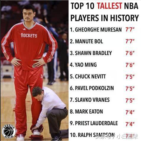 nba篮球多高（NBA历史身高前十的球员都有谁？2.23米仅入前十，前二身高2.31米）
