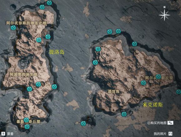 《刺客信条：奥德赛》全奥利哈刚地图位置一览