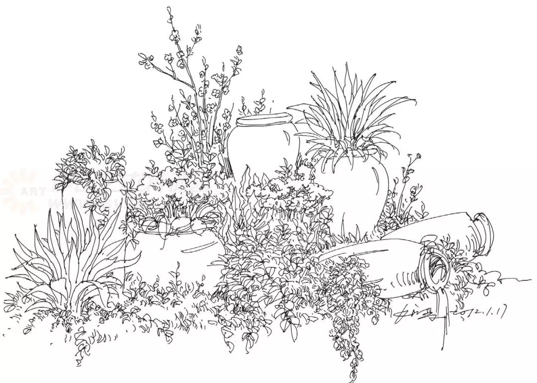 马克笔手绘图片风景简单园林(练完这些植物手绘，麻麻再也不用担心我画不好风景速写啦！)