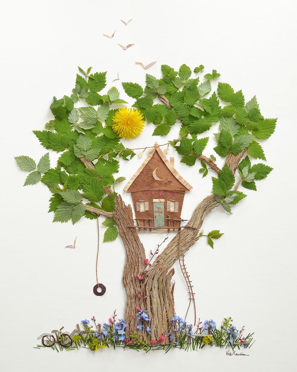 树叶有意义的拼贴画(创意手工教程·树叶拼画,带孩子亲近大自然,感受