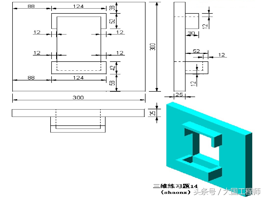 60道三维建模练习图，适合大多数CAD类软件