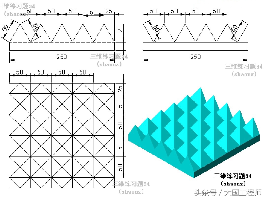 60道三维建模练习图，适合大多数CAD类软件