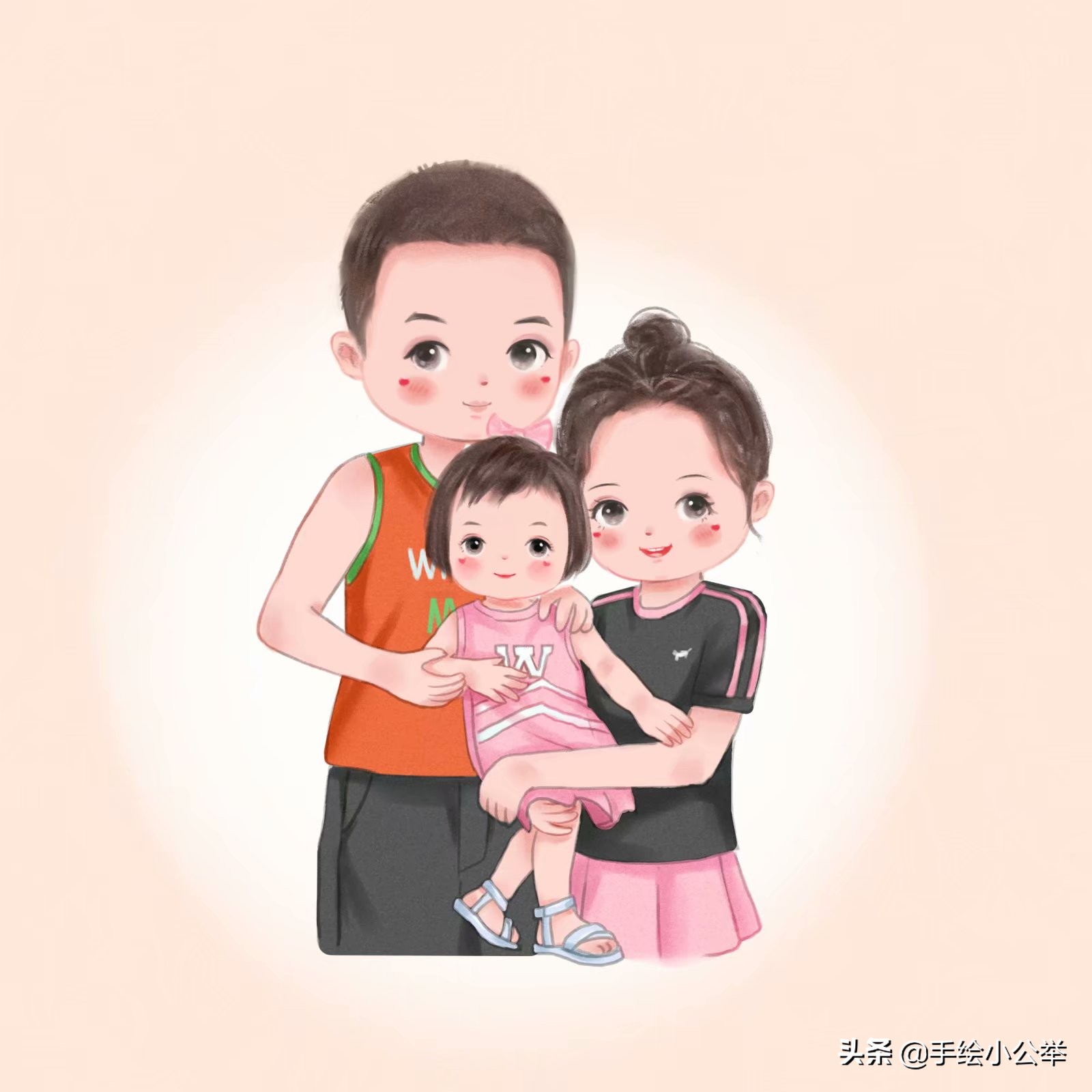 换个头像吧,一家四口五口萌娃卡通全家福头像,一家人一起很幸福