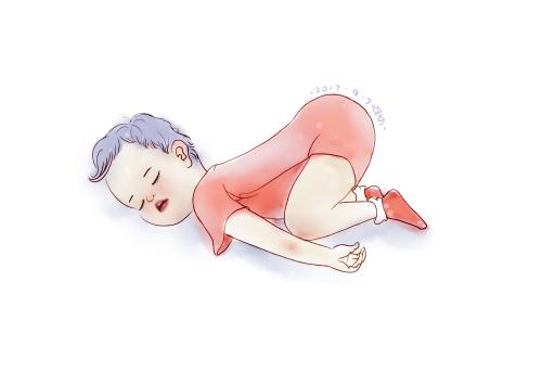 宝宝睡姿漫画图片