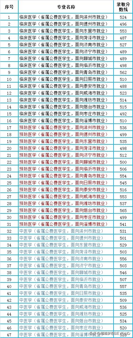 滨州医学院2020年山东省本科各专业录取分数线汇总，口腔医学最高
