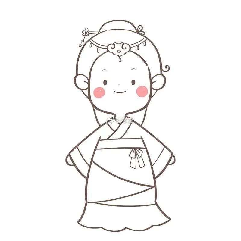 古代人简笔画男女(古风简笔大全!