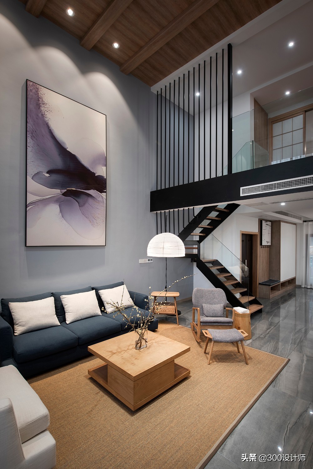 陈柯辛作品：晒晒200㎡复式装修，总造价90万，上下层挑高6米