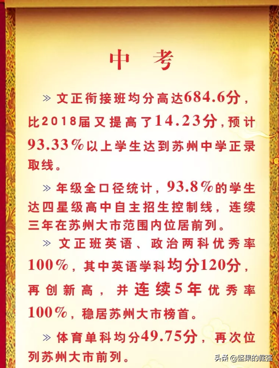 苏州市九所优质民办初中，附四星级高中达线率