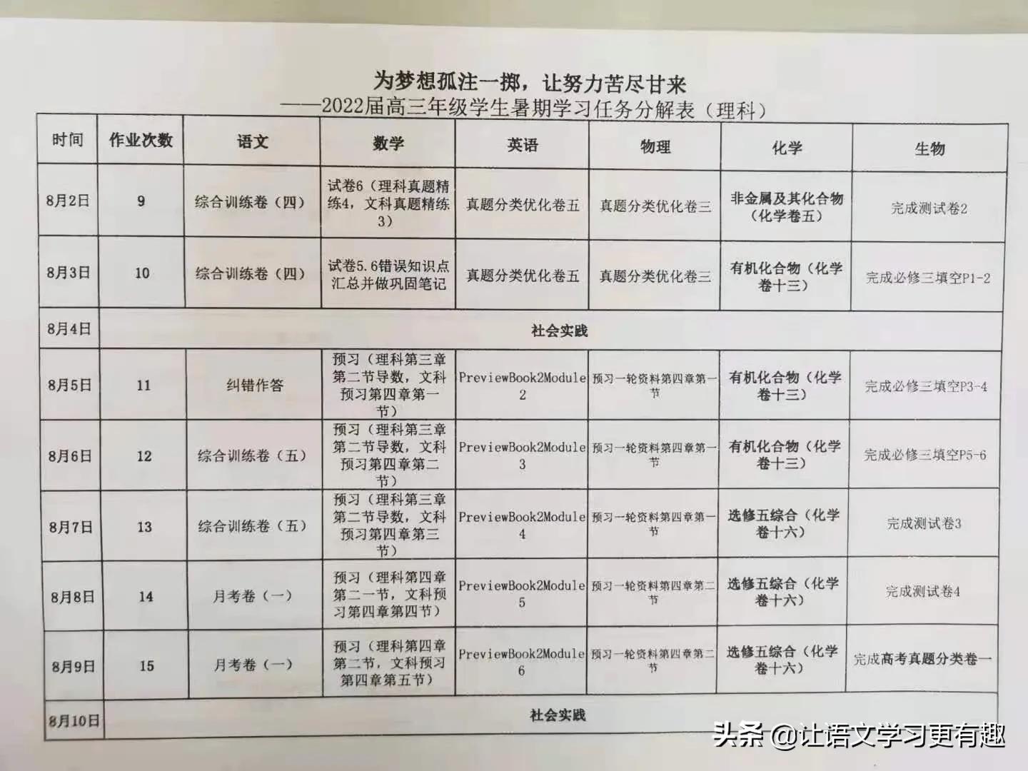 为梦想孤注一掷，让努力苦尽甘来——写给2022届高三学生的一封信