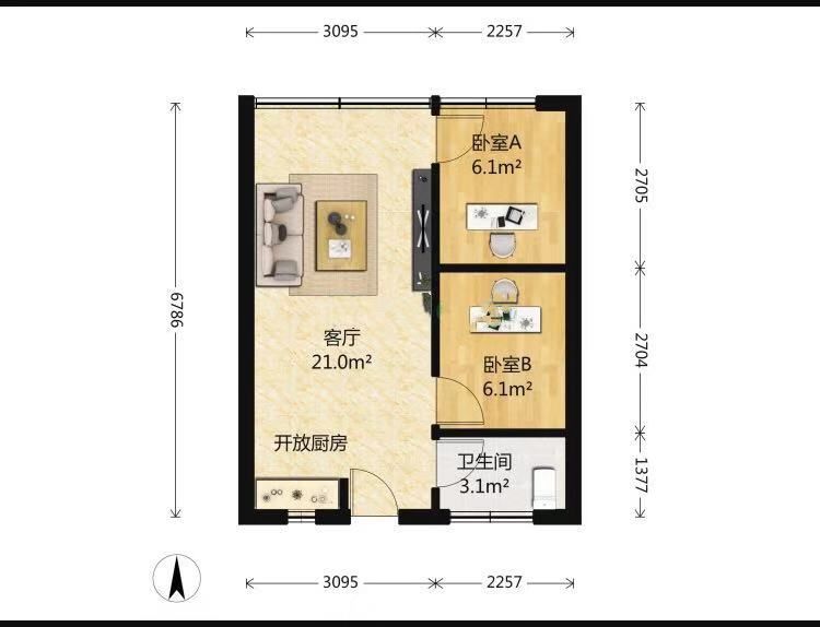 一家五口的两室两厅小户型温馨装修方案