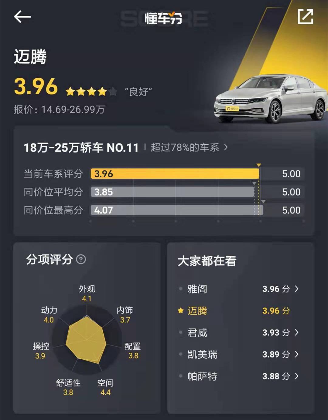 外观沉稳大气，后排空间宽敞，实拍体验大众迈腾330TSI DSG 领先型