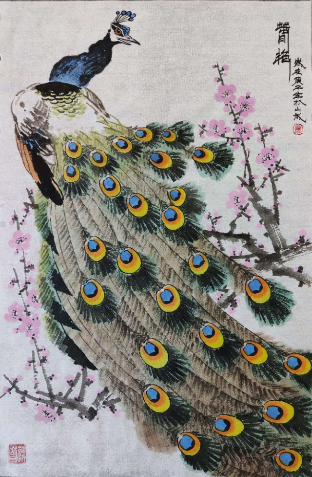 孔雀怎么画(一起来画世界上最美丽的大鸟——少儿国画步骤图解)