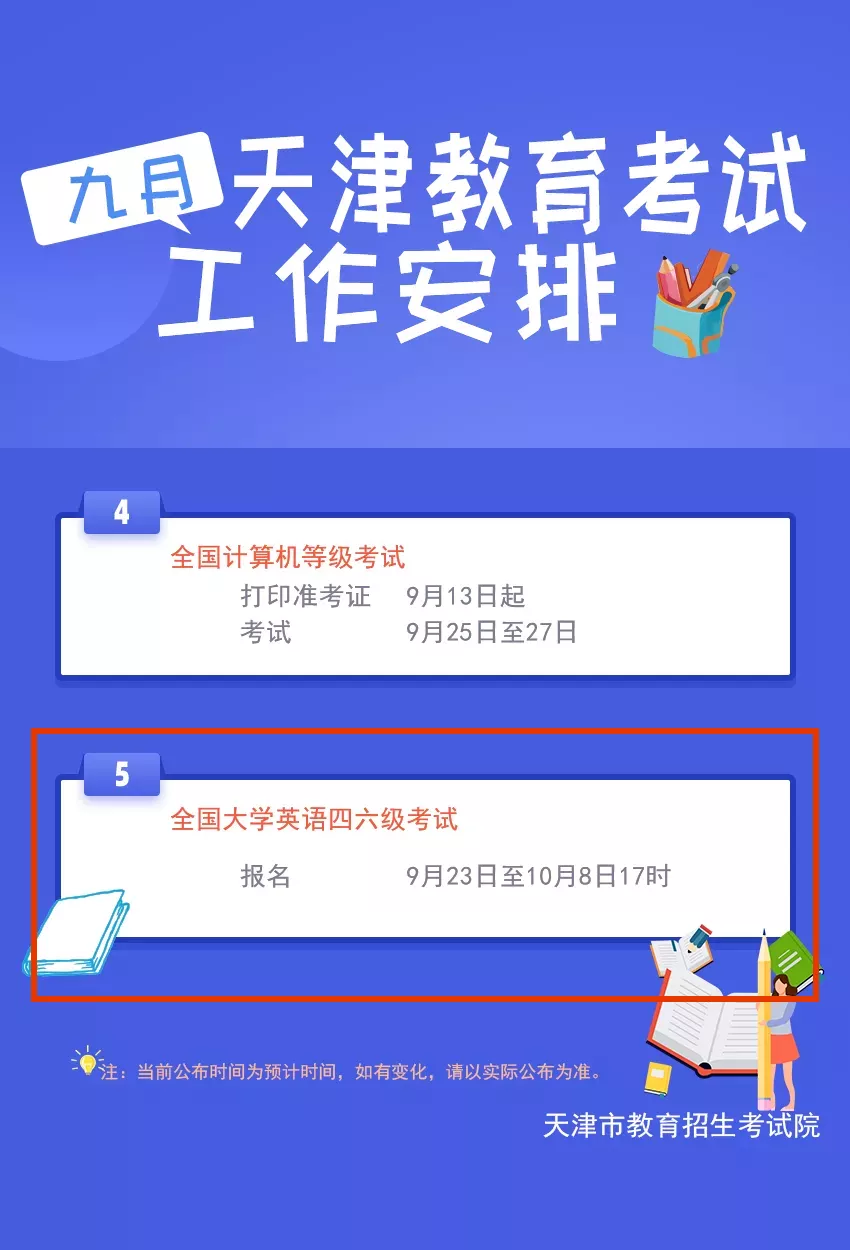多省多校已公布下半年英语四六级报名时间