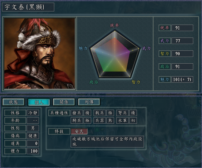 三国志11修改器sire2.0d特技修改详解四：后勤、指导、掠夺、安民