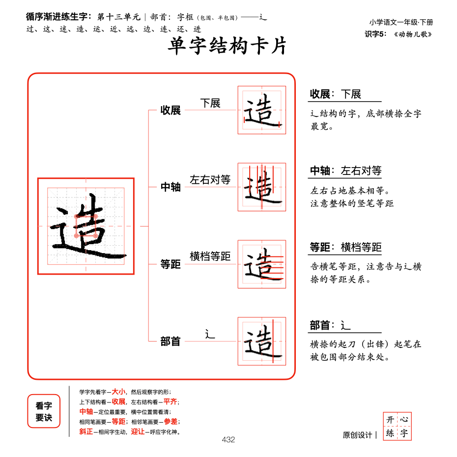 一年级暑假练字，第20篇，系统学习部首，字框（包围、半包围）