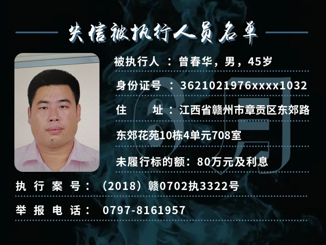 曝光！这些赣州人欠钱不还！你认识吗？