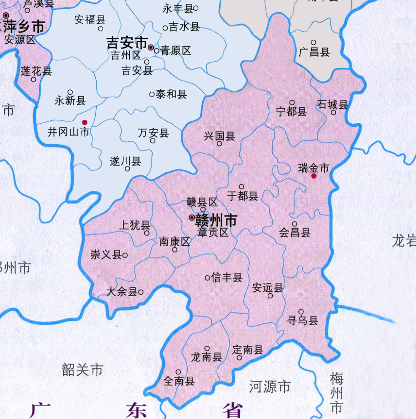 赣州各区划分图图片