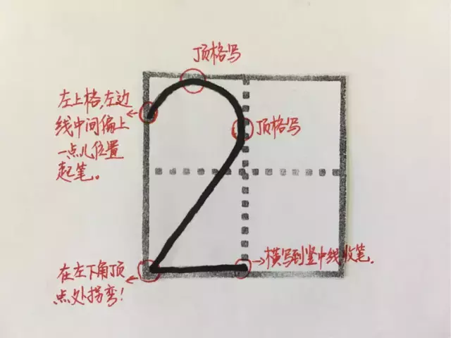 1的写法 在田字格左半格书写