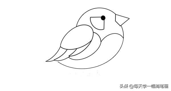 步骤四:再画出小鸟的尾巴和脚丫.