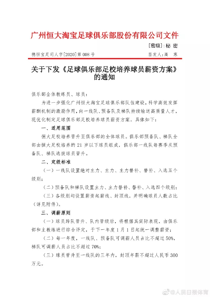 朱艺点评恒大最严限薪令(不论战不玩虚的，恒大用创新举措打击“年少多金”！史上最严限薪令出台，足校球员500万年薪封顶)