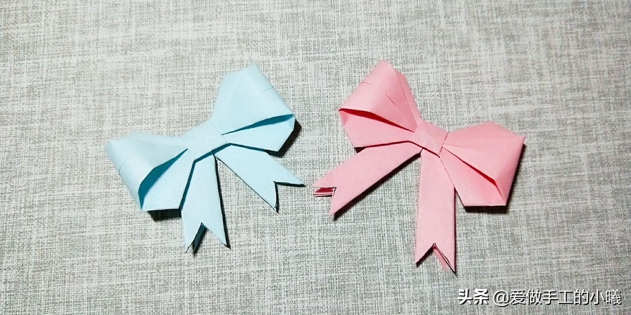 漂亮的蝴蝶结折纸，简单易学，用来做装饰不错呦
