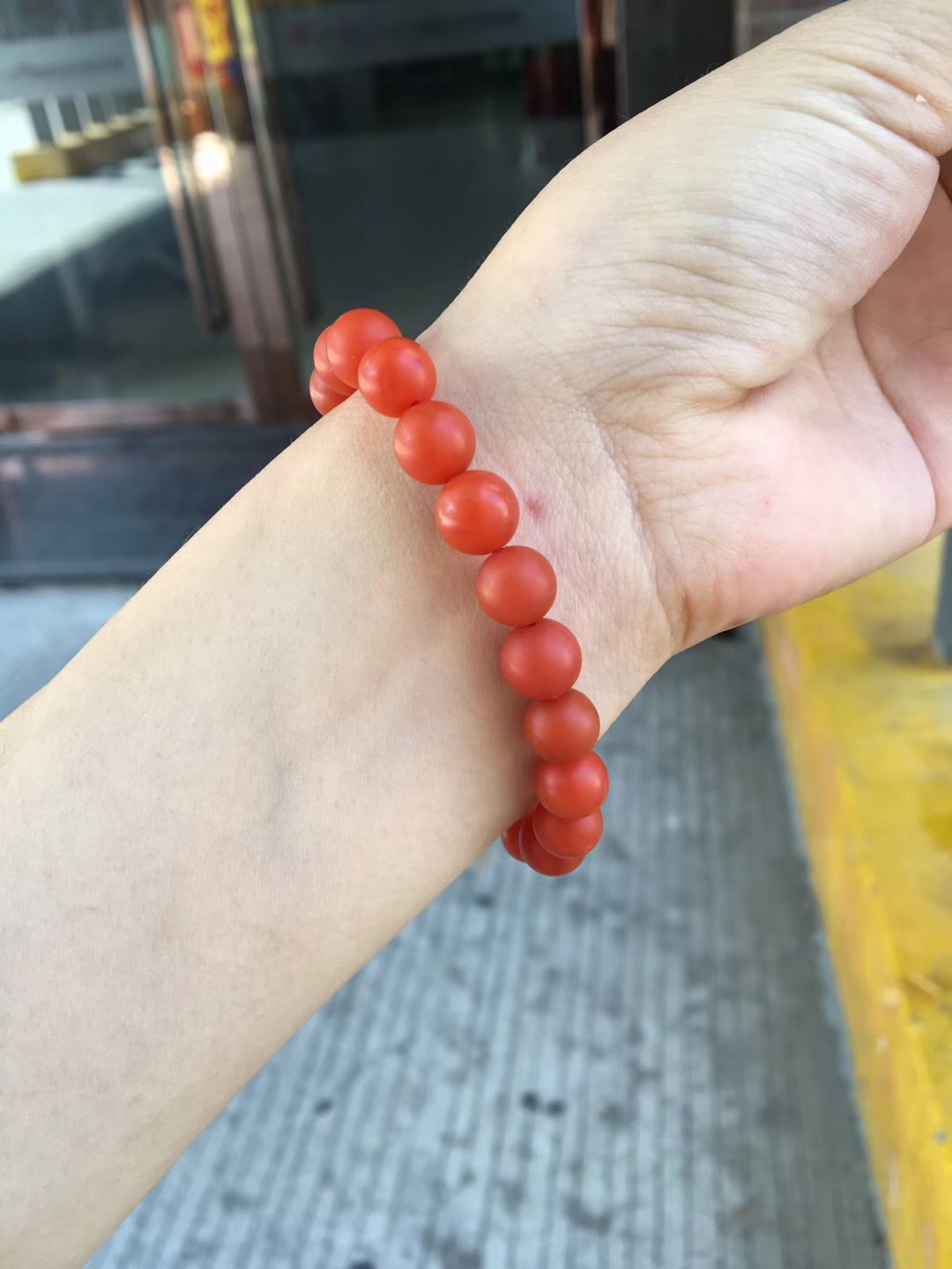 天然原矿6a级保山南红玛瑙手链正品磨砂柿子红南红手串男女款