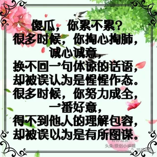 傻瓜，你累不累？（说道心坎里了）