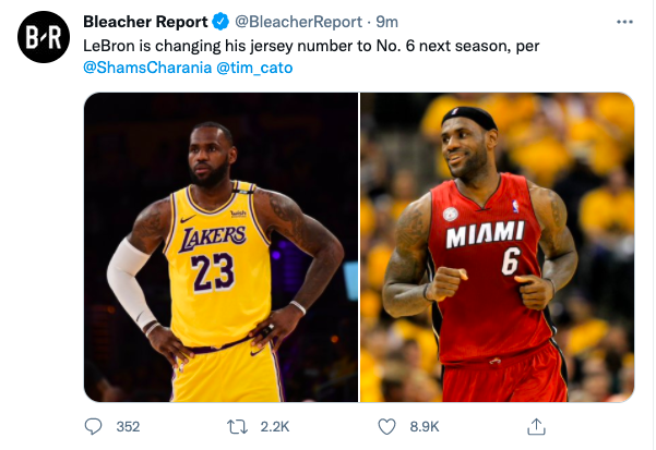 nba詹姆斯几号（不再穿着23号！名记透露詹姆斯新赛季号码 浓眉预计继续穿3号球衣）