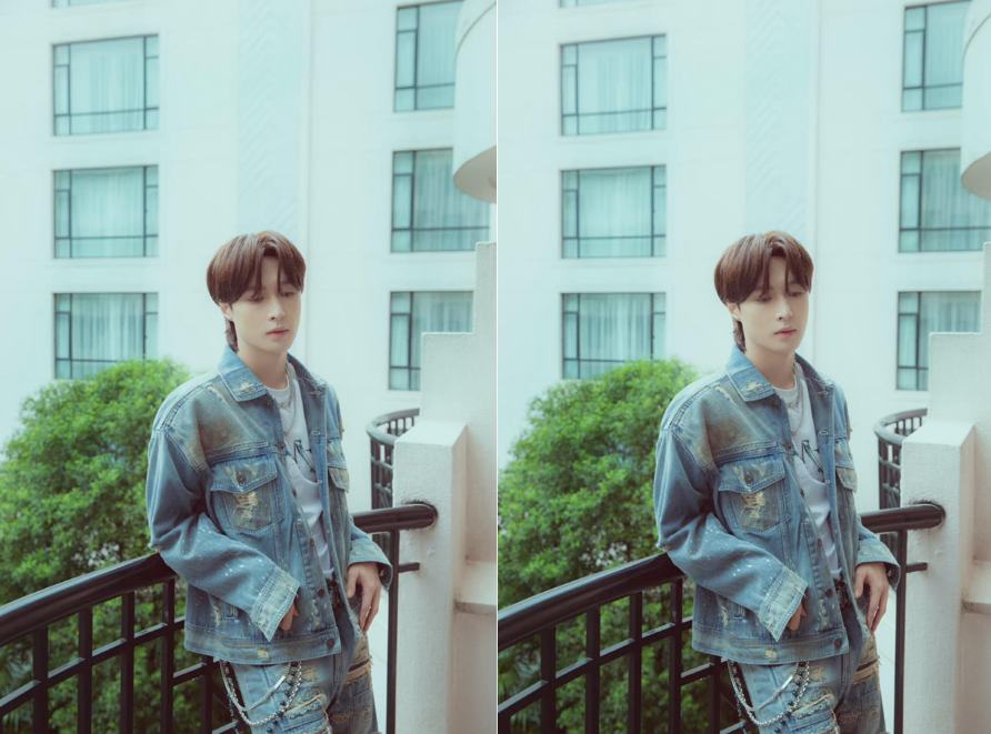 张艺兴换发型如换人，狼尾头配复古外套，靠栏杆随便摆POSE都有型