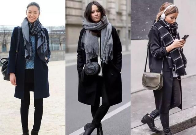 冬季搭配要会用“配饰”，各色围巾巧妙运用，秋冬时髦感倍增
