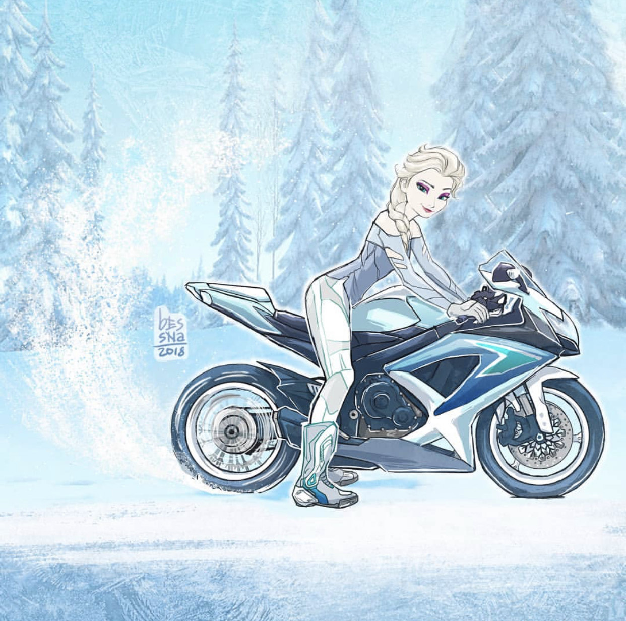 迪士尼公主变身"玩车少女",爱丽儿大秀车技,艾莎却成圣诞老人