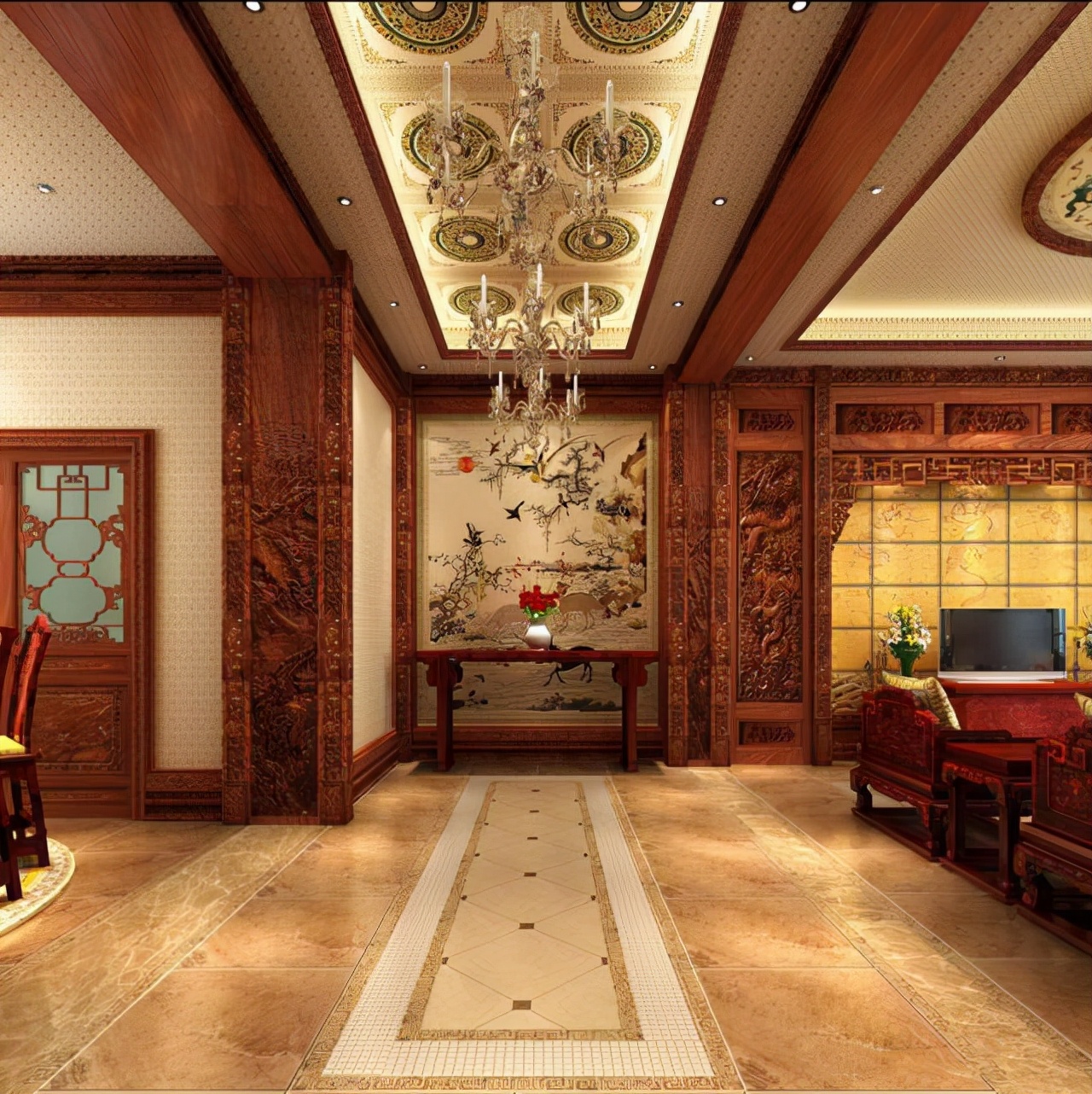 这才叫中式风，218㎡古典别墅，里面的红木装修太美了
