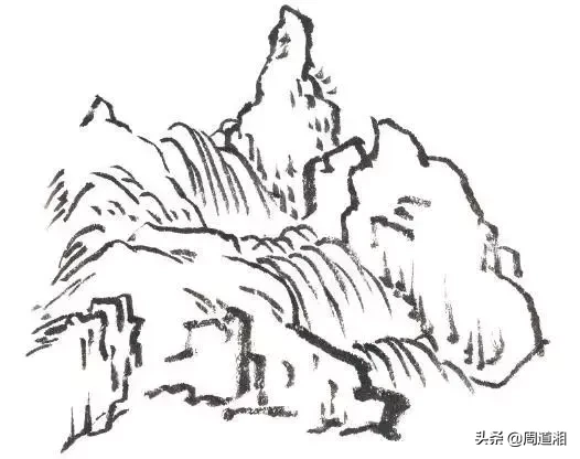 国画教程|山的表现方法、山石墨法及山坡路径、泉水瀑布的画法