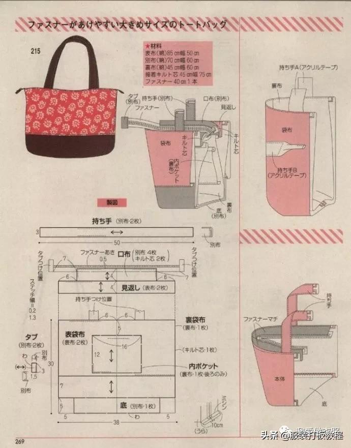 自制双肩包教程有尺寸（双肩包手提包裁剪纸样）