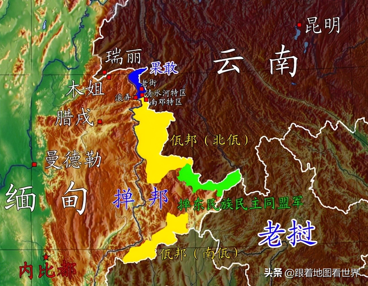 缅甸佤邦地理位置图片