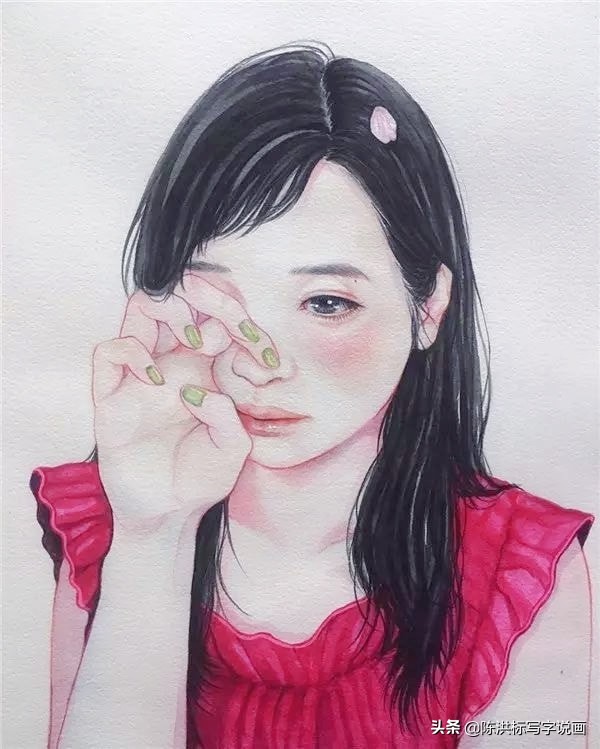 画中的人体太真实，少女伤心的泪水清晰可看，神情楚楚可怜惹人爱