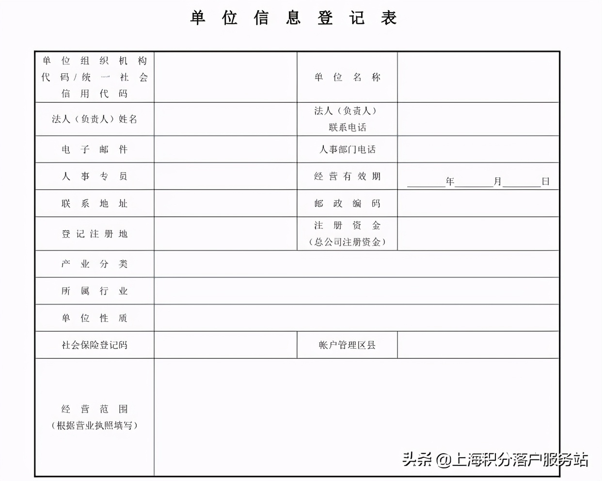 2021年上海市居住证积分申请表样本下载（最新版本）