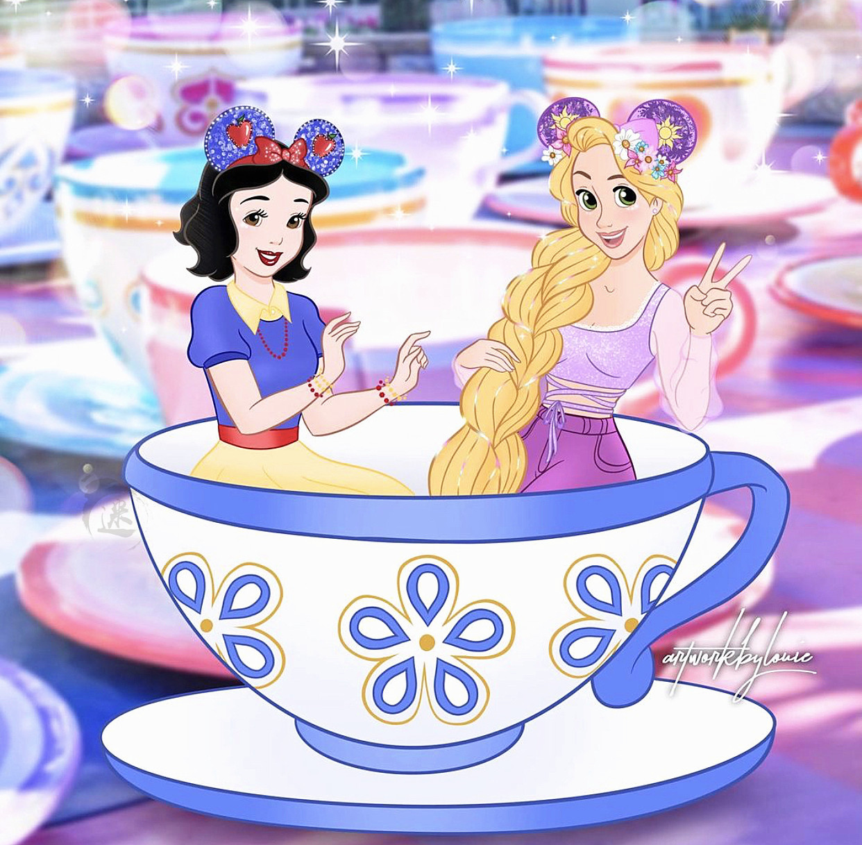 真正意义上的"公主回家",原来迪士尼公主也会手持奶茶,玩自拍