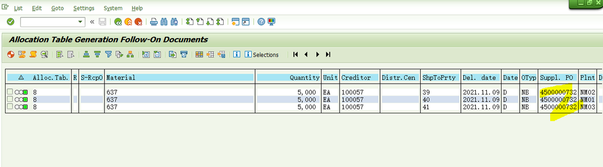 SAP RETAIL 事務程式碼WA08為分配表觸發採購訂單