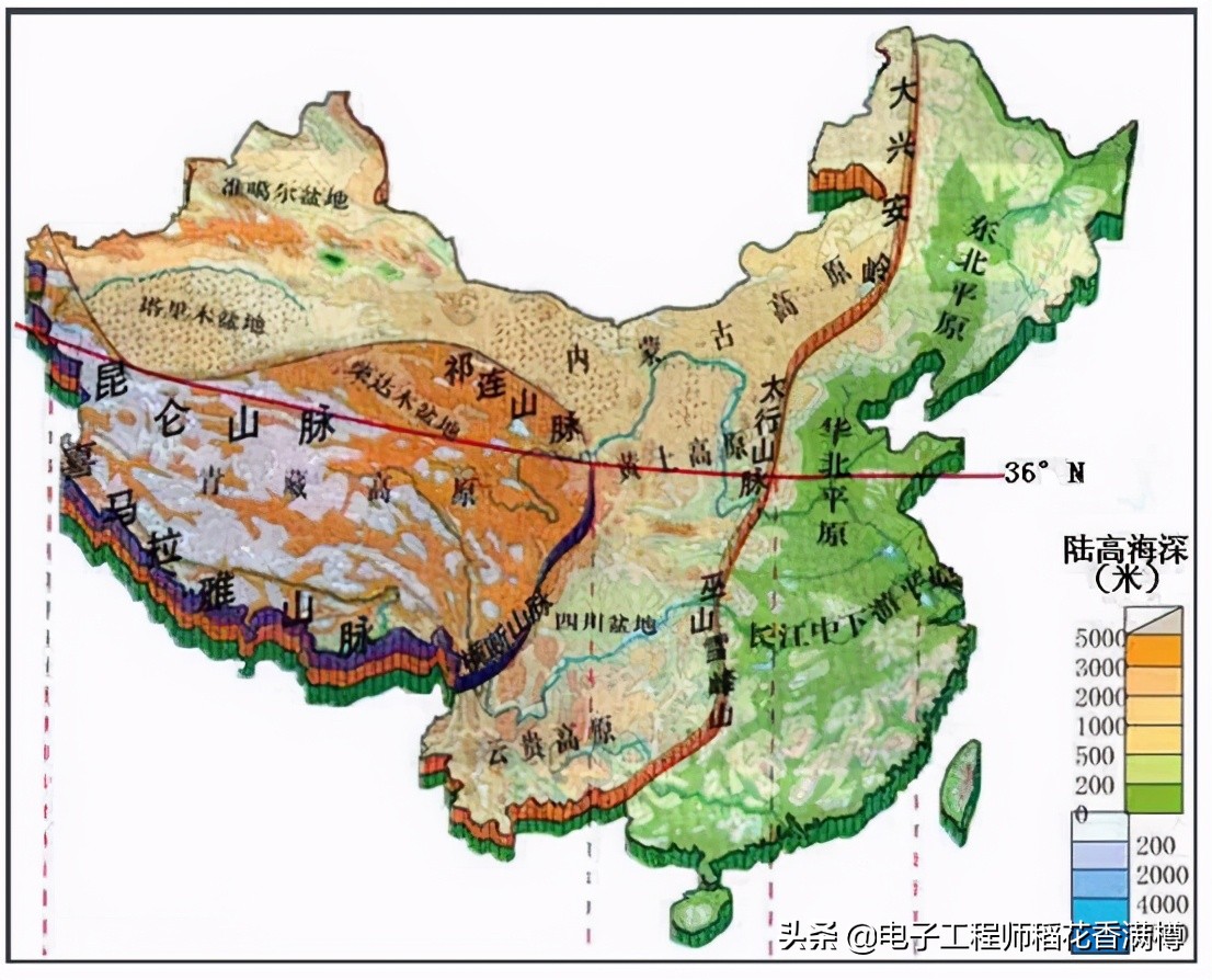中国海拔地图精细图片